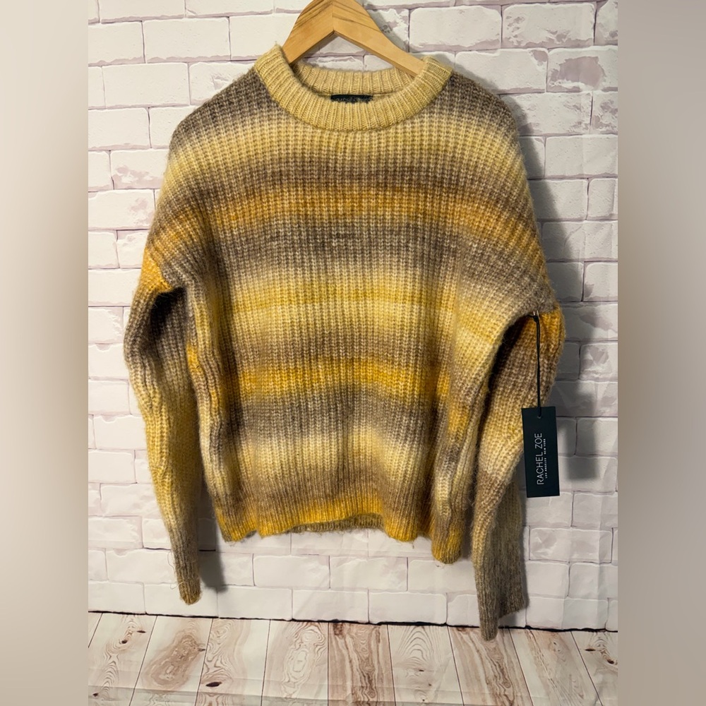 Rachel Zoe Yellow Brown Ombre Knit Sweater